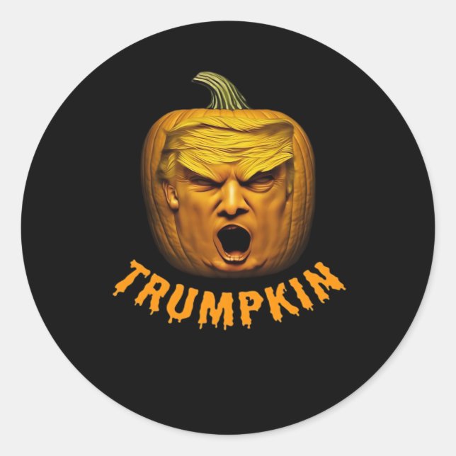 Trumpkin – Funny Donald Pumpkin Halloween Classic Classic Round Sticker (Front)