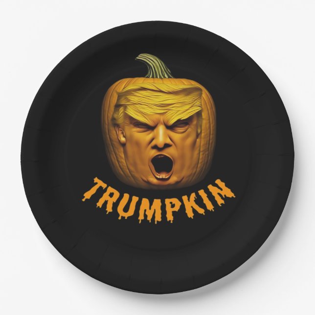 Trumpkin – Funny Donald Pumpkin Halloween Classic Paper Plate (Front)