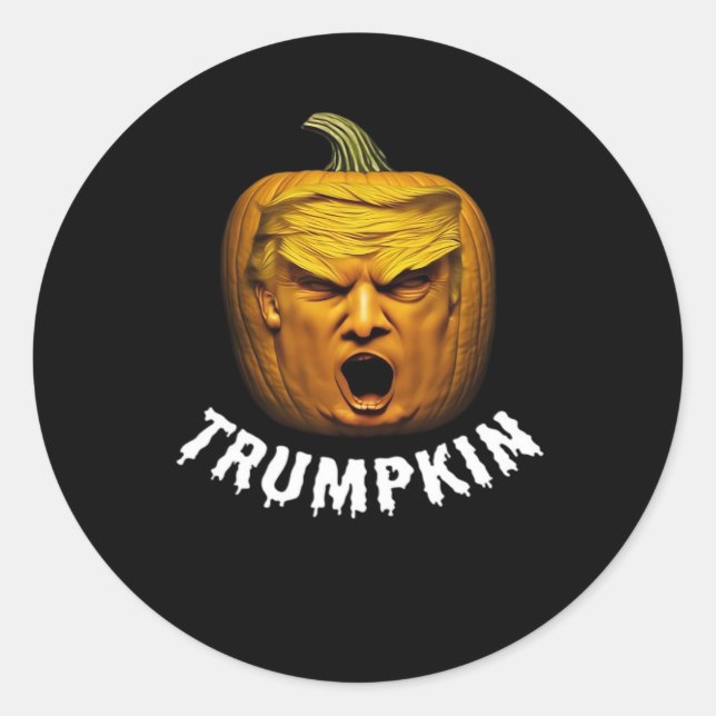 Trumpkin – Funny Donald  Pumpkin Halloween  Classic Round Sticker (Front)