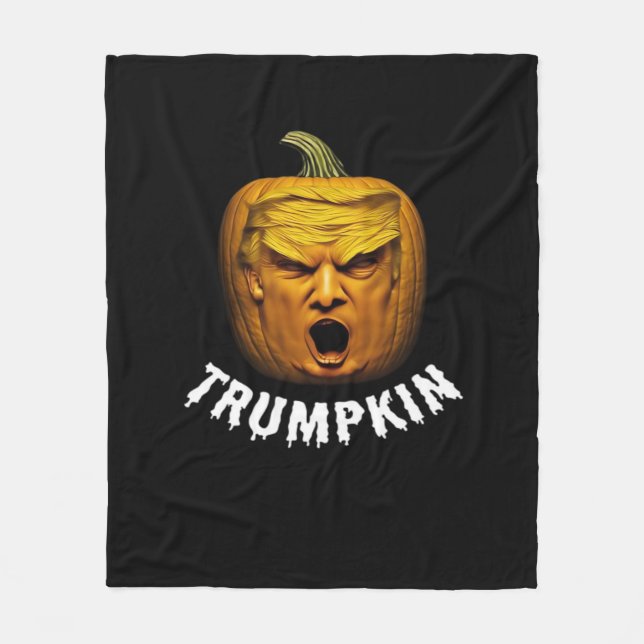Trumpkin – Funny Donald  Pumpkin Halloween  Fleece Blanket (Front)