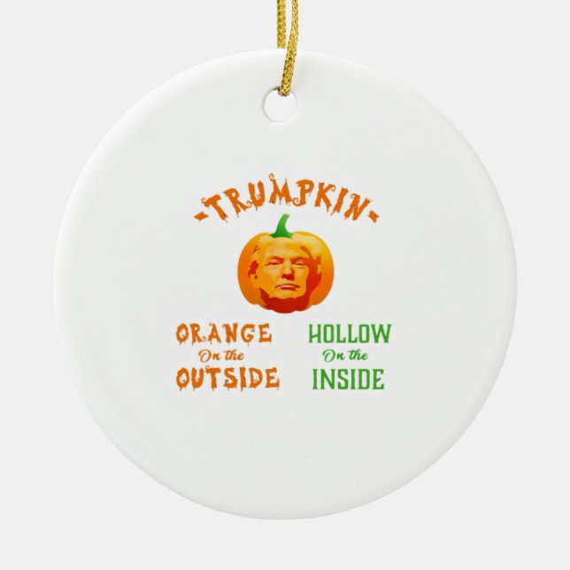 Trumpkin Funny Halloween Classic Ceramic Tree Decoration (Front)