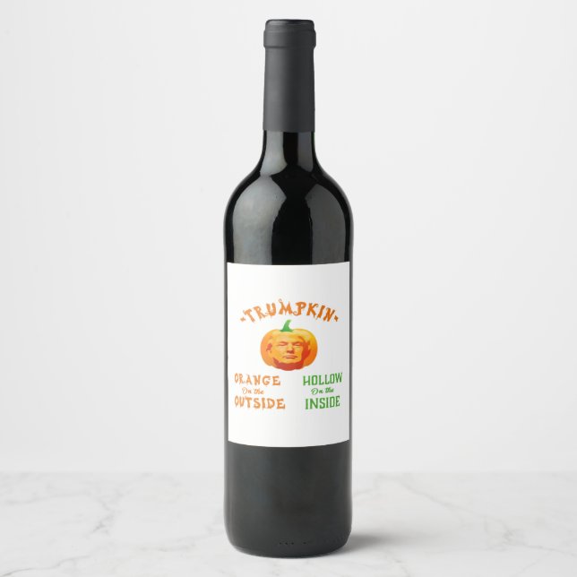 Trumpkin Funny Halloween Classic Wine Label (Front)