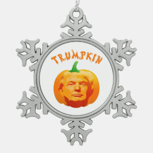Trumpkin Funny Halloween Costume – Retro MAGA Styl Snowflake Pewter Christmas Ornament
