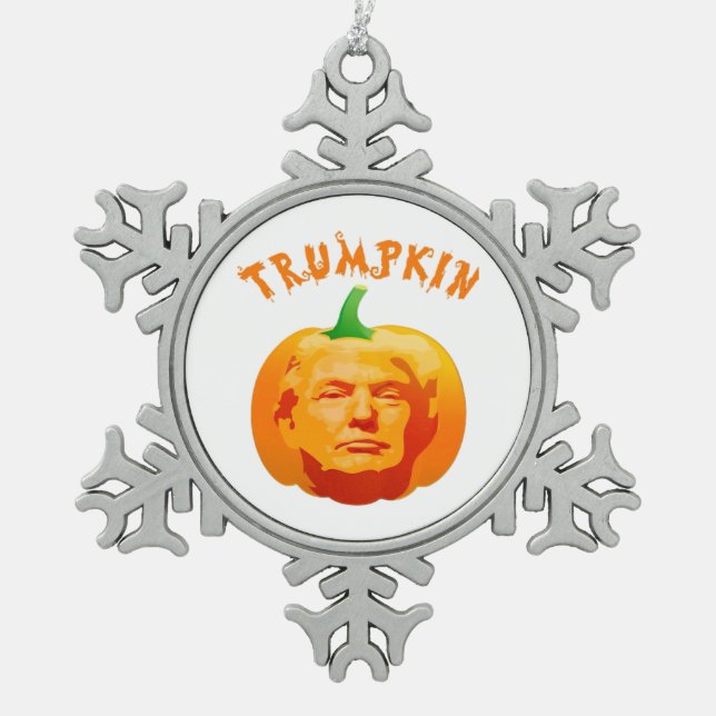 Trumpkin Funny Halloween Costume – Retro MAGA Styl Snowflake Pewter Christmas Ornament (Front)