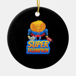 Trumpkin Funny Pumpkin Head Halloween Costume Clas Ceramic Tree Decoration