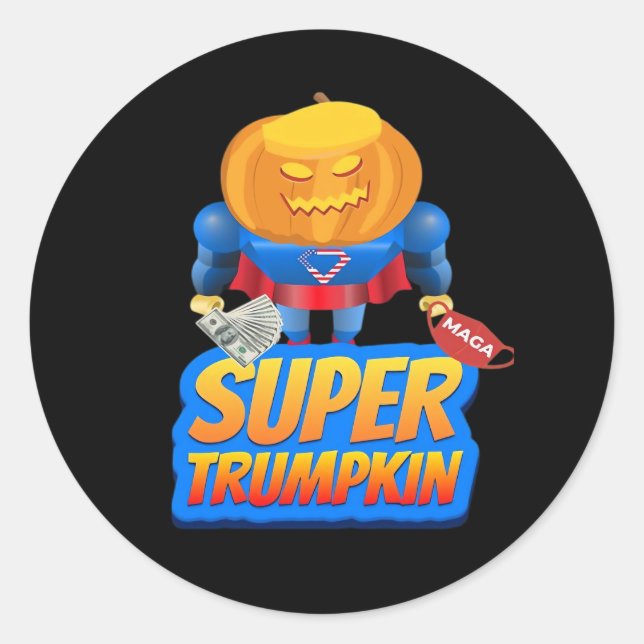 Trumpkin Funny Pumpkin Head Halloween Costume Clas Classic Round Sticker (Front)