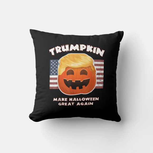 Trumpkin Funny Pumpkin Pie Pun Usa Liberals Hallow Cushion (Front)