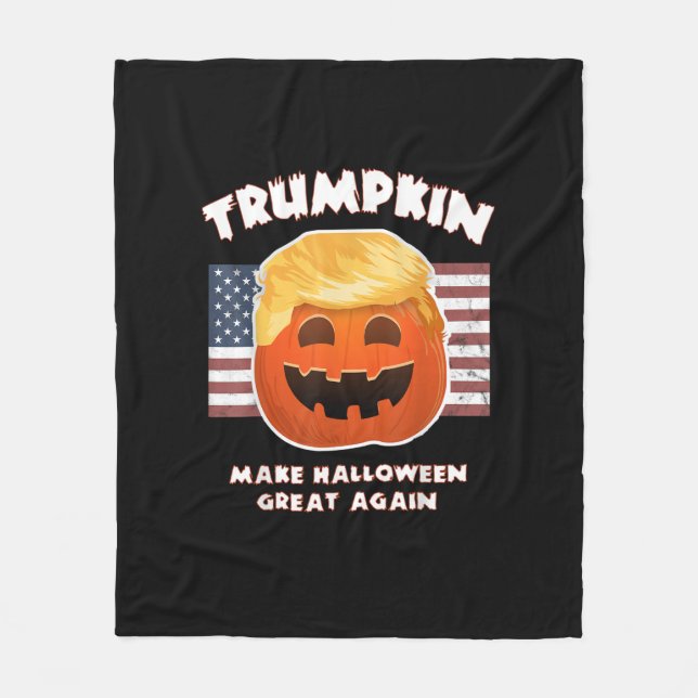 Trumpkin Funny Pumpkin Pie Pun Usa Liberals Hallow Fleece Blanket (Front)
