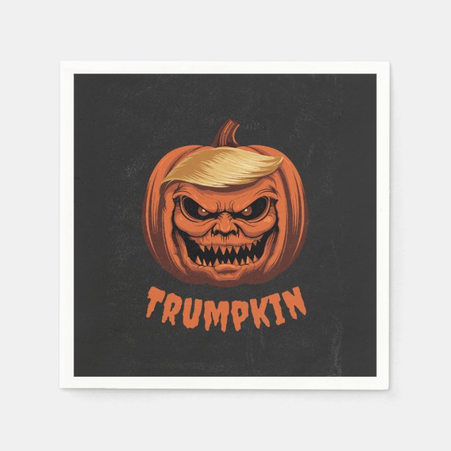 Trumpkin - Grinning Donald Trump Halloween Pumpkin Napkin (Front)