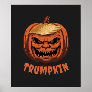 Trumpkin Grinning Donald Trump Halloween Pumpkin Poster