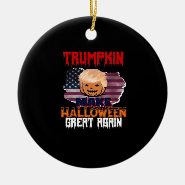 Trumpkin Halloween Classic Ceramic Tree Decoration (Front)