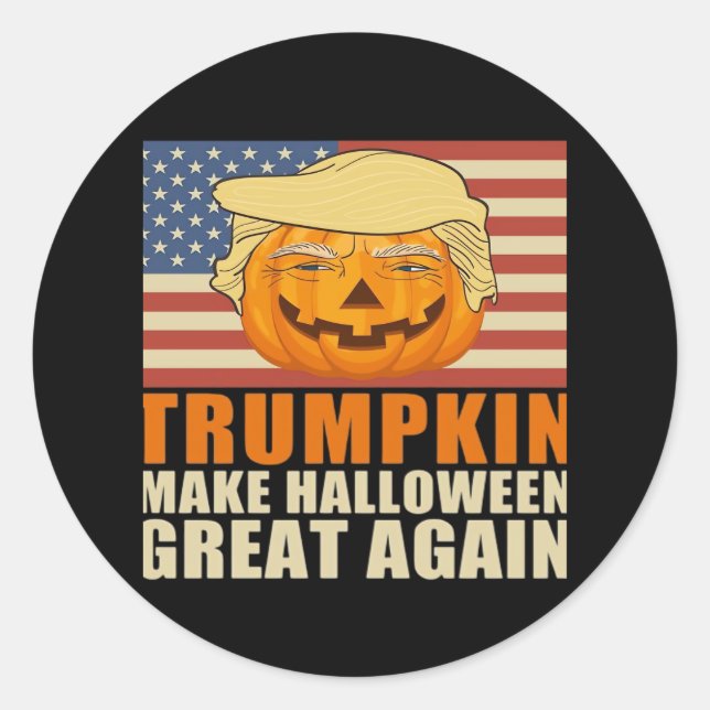 Trumpkin Halloween Funny Classic & Basic Design Classic Round Sticker (Front)