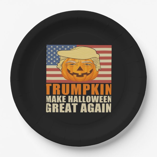Trumpkin Halloween Funny Classic & Basic Design Paper Plate (Front)