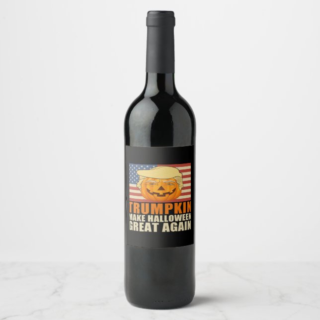 Trumpkin Halloween Funny Classic & Basic Design Wine Label (Front)