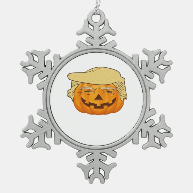 Trumpkin Halloween Funny Classic – Basic Fall Slot Snowflake Pewter Christmas Ornament (Front)
