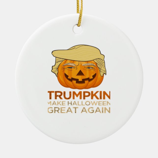 Trumpkin Halloween Funny Classic Ceramic Tree Decoration (Front)