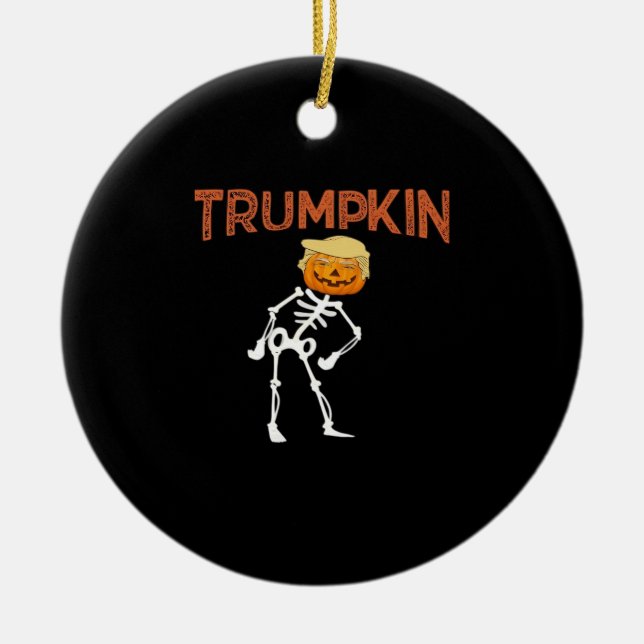 Trumpkin Halloween Funny Classic Ceramic Tree Decoration (Front)