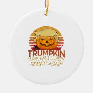 Trumpkin Halloween Funny Classic Ceramic Tree Decoration