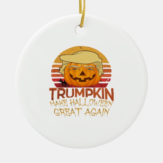 Trumpkin Halloween Funny Classic Ceramic Tree Decoration (Front)