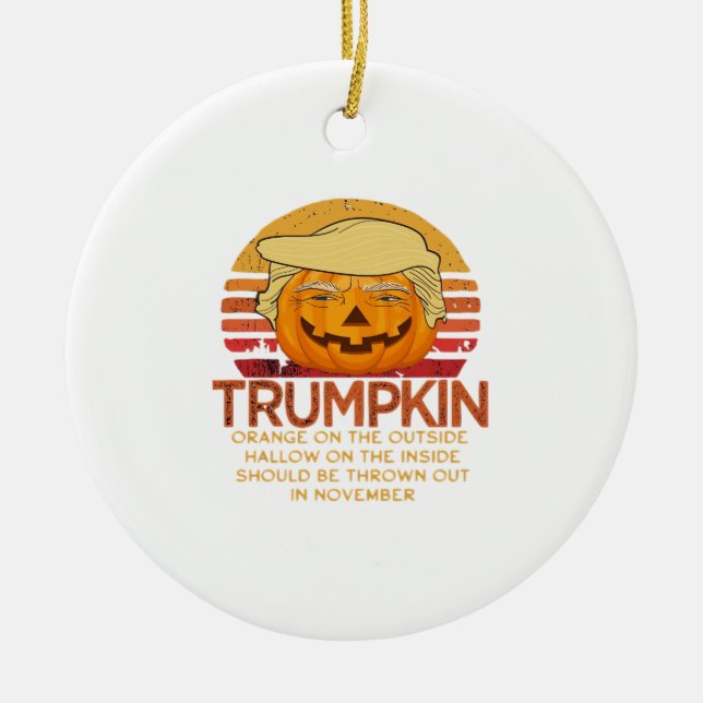 Trumpkin Halloween Funny Classic – Political Pumpk Ceramic Tree Decoration (Front)