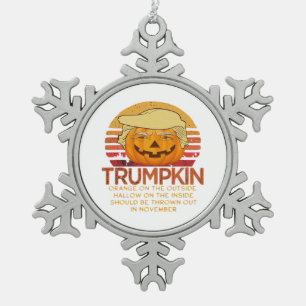 Trumpkin Halloween Funny Classic – Political Pumpk Snowflake Pewter Christmas Ornament