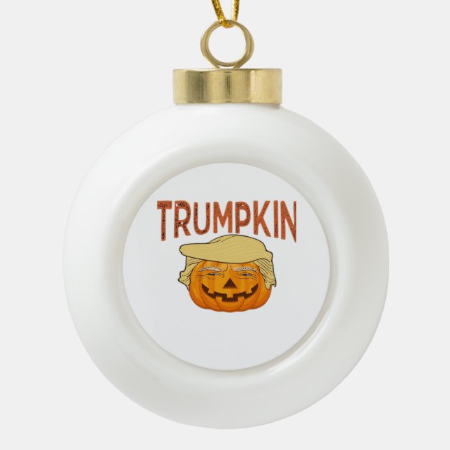 Trumpkin Halloween Funny Classic – Sloth Mask Desi Ceramic Ball Christmas Ornament (Front)