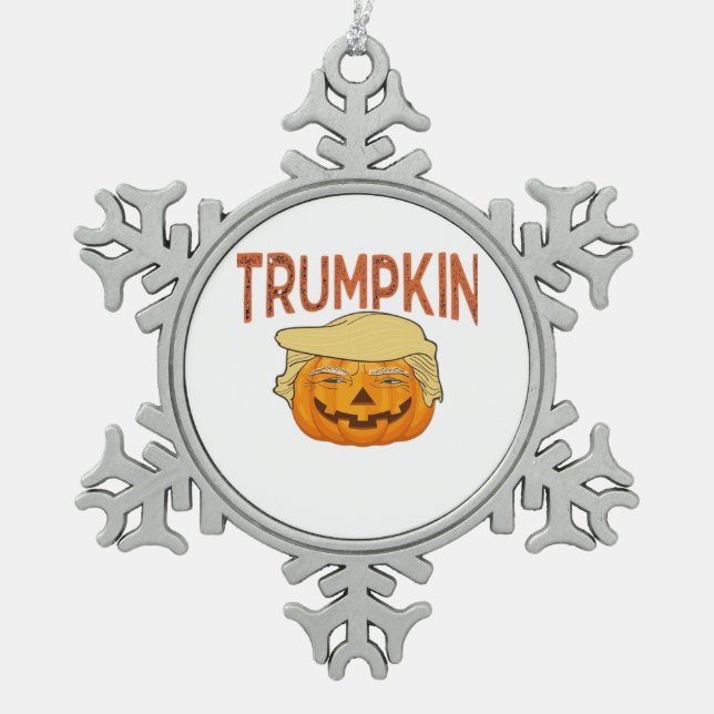 Trumpkin Halloween Funny Classic – Sloth Mask Desi Snowflake Pewter Christmas Ornament (Front)