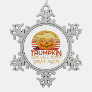 Trumpkin Halloween Funny Classic Snowflake Pewter Christmas Ornament