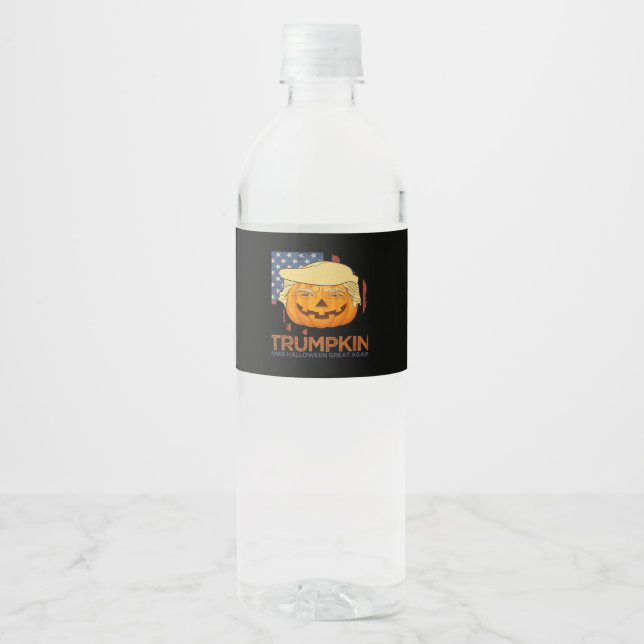 Trumpkin Halloween Funny Design Water Bottle Label (Front)