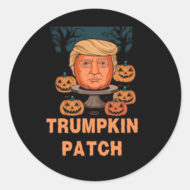 Trumpkin  Halloween – Funny Political Pumpkin Desi Classic Round Sticker (Front)