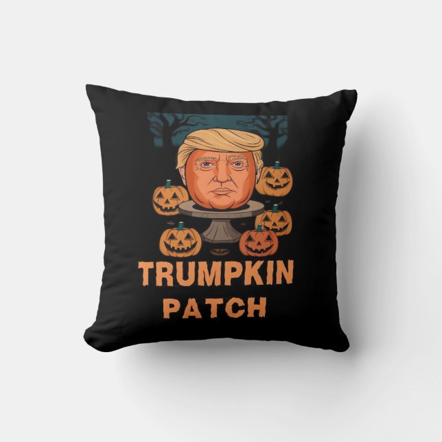 Trumpkin  Halloween – Funny Political Pumpkin Desi Cushion (Front)