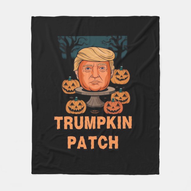 Trumpkin  Halloween – Funny Political Pumpkin Desi Fleece Blanket (Front)