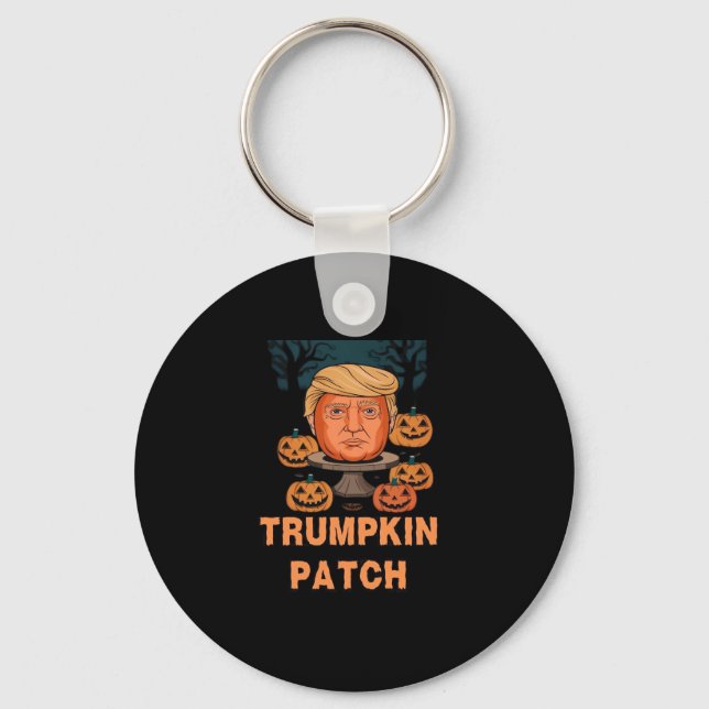 Trumpkin  Halloween – Funny Political Pumpkin Desi Key Ring (Front)