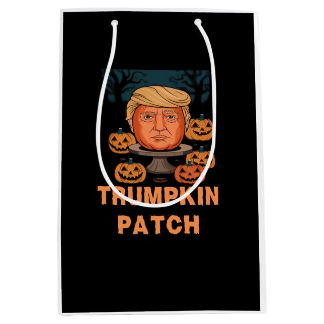 Trumpkin  Halloween – Funny Political Pumpkin Desi Medium Gift Bag (Front)