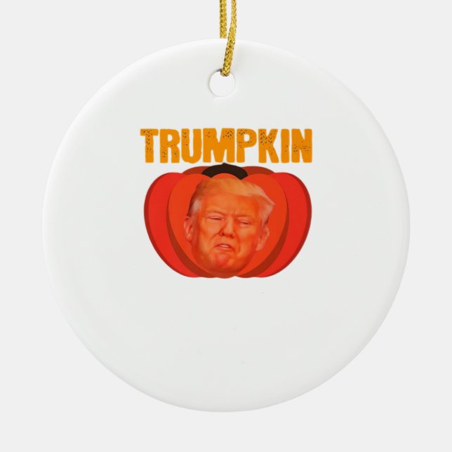 Trumpkin Halloween Jack O Lantern Graphic Funny  Ceramic Tree Decoration (Front)