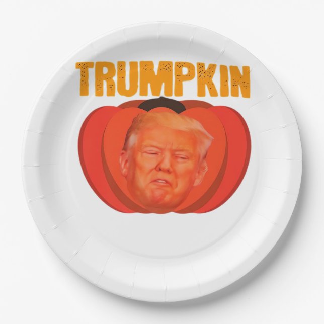 Trumpkin Halloween Jack O Lantern Graphic Funny  Paper Plate (Front)