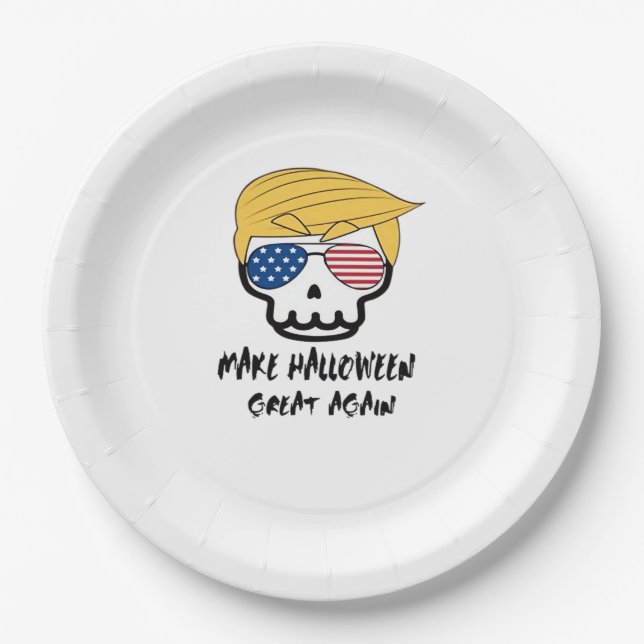 Trumpkin Halloween Make Halloween Great Again Funn Paper Plate (Front)