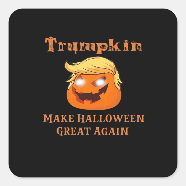Trumpkin Halloween – Make Halloween Great Again Pu Square Sticker (Front)