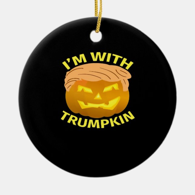 Trumpkin Halloween Pumpkin Ceramic Tree Decoration (Front)