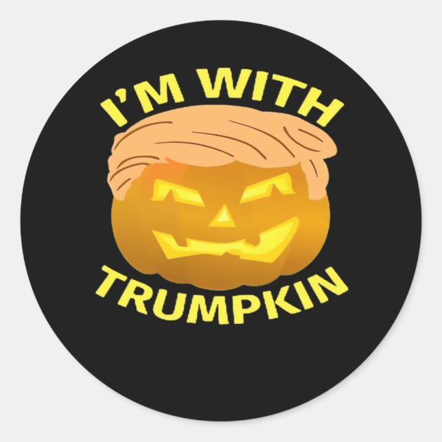 Trumpkin Halloween Pumpkin Classic Round Sticker (Front)