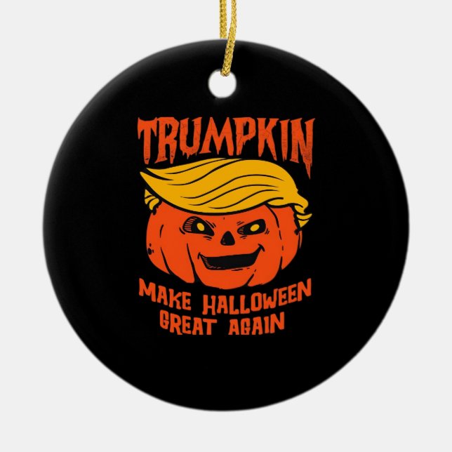 Trumpkin Halloween Pumpkin Election Ceramic Tree Decoration (Front)