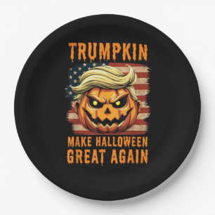 Trumpkin Halloween Pumpkin Make Halloween Great Ag Paper Plate