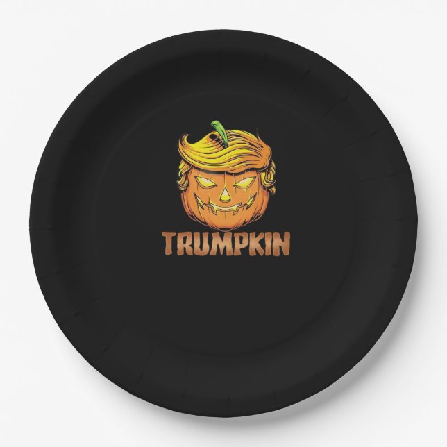 Trumpkin -  Halloween Pumpkin Paper Plate (Front)