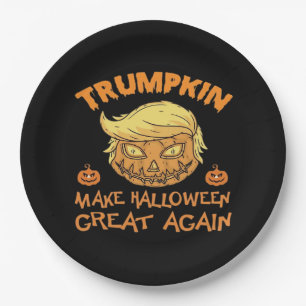 Trumpkin Halloween Pumpkin Paper Plate