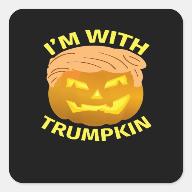Trumpkin Halloween Pumpkin Square Sticker (Front)