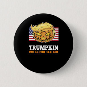 Trumpkin Halloween Pumpkin With Flag Scary Design  6 Cm Round Badge