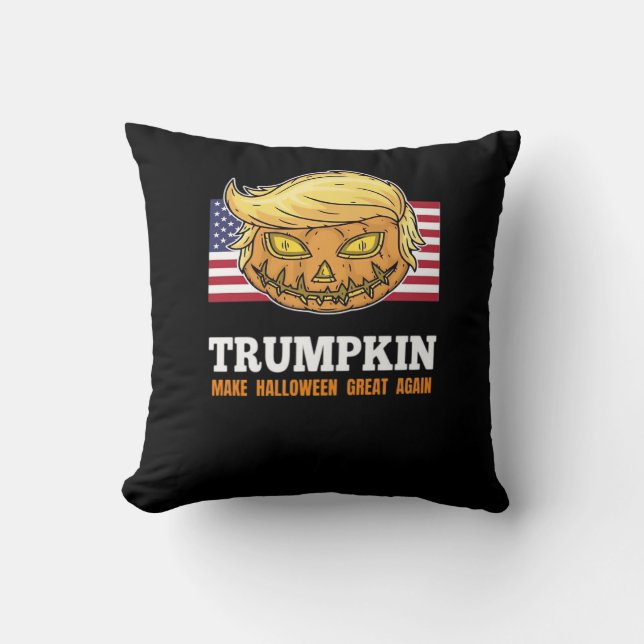Trumpkin Halloween Pumpkin With Flag Scary Design  Cushion (Front)