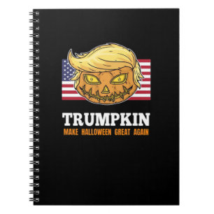 Trumpkin Halloween Pumpkin With Flag Scary Design  Notebook