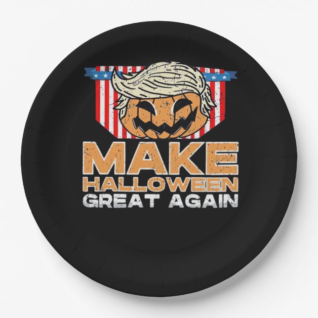 Trumpkin Halloween Vintage Political Funny Paper Plate (Front)