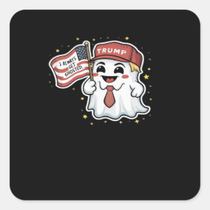 Trumpkin, I Always Get Ghosted, Halloween, Spooky, Square Sticker